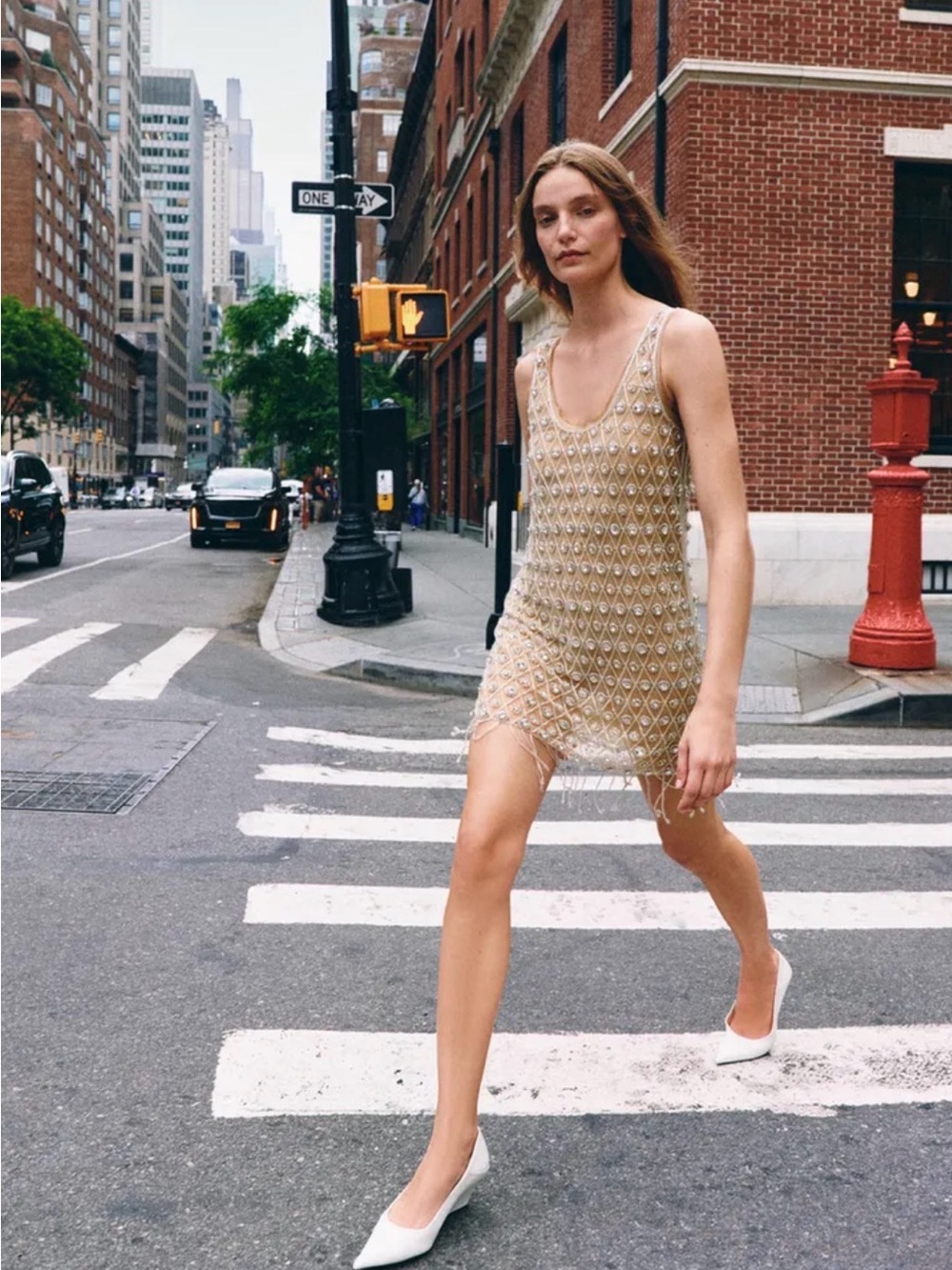 ZARA JEWEL BEADED SHORT DRESS Medium Silver NWT